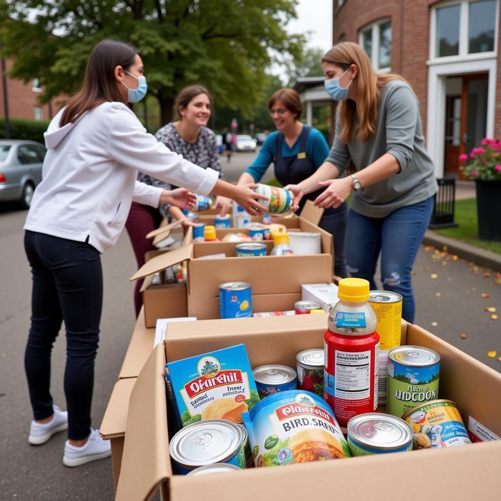 Donating Canned Goods at a Food Collection Drive