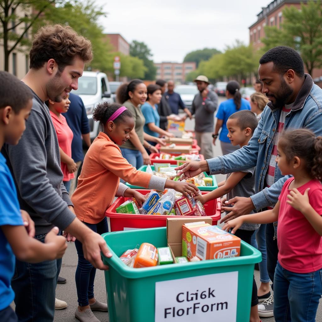 Donating Food at a Torrington, CT Food Bank Collection Drive