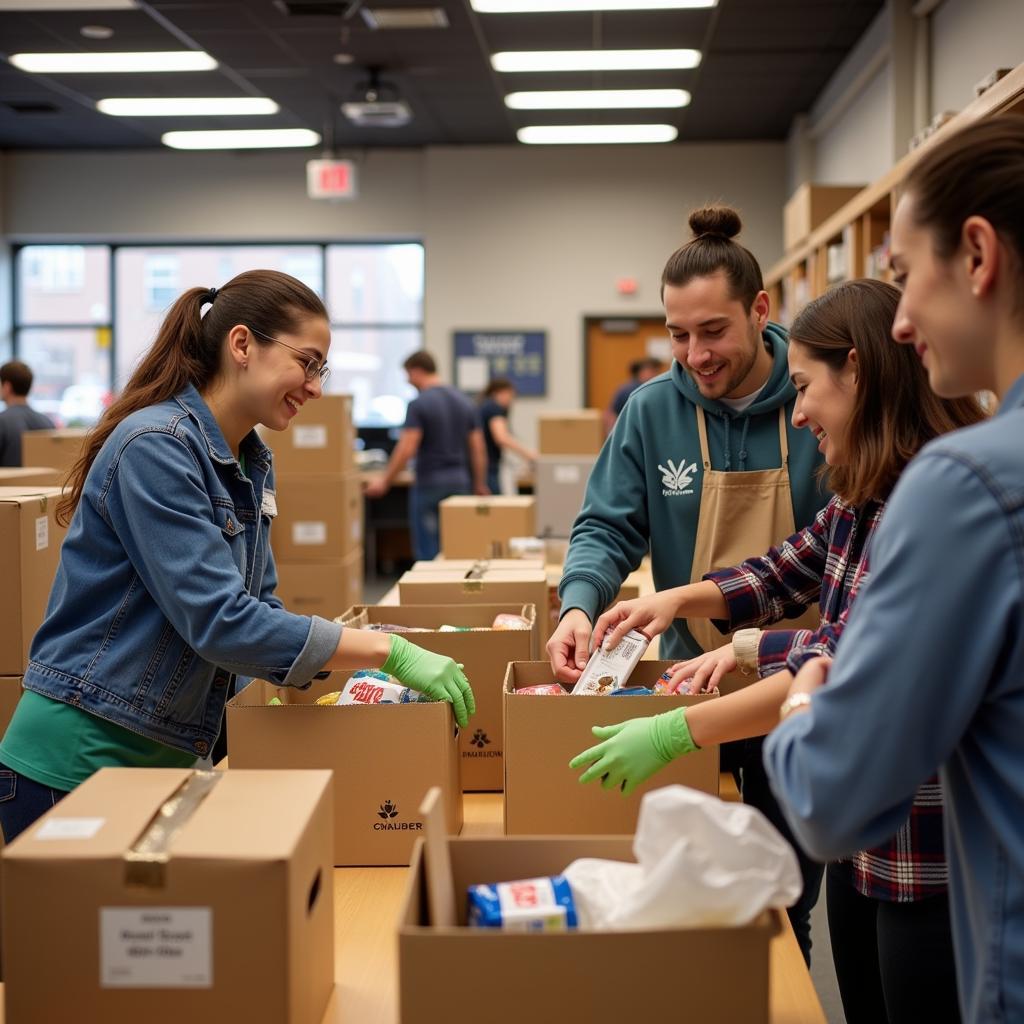 Volunteers at a Dover, Ohio food pantry