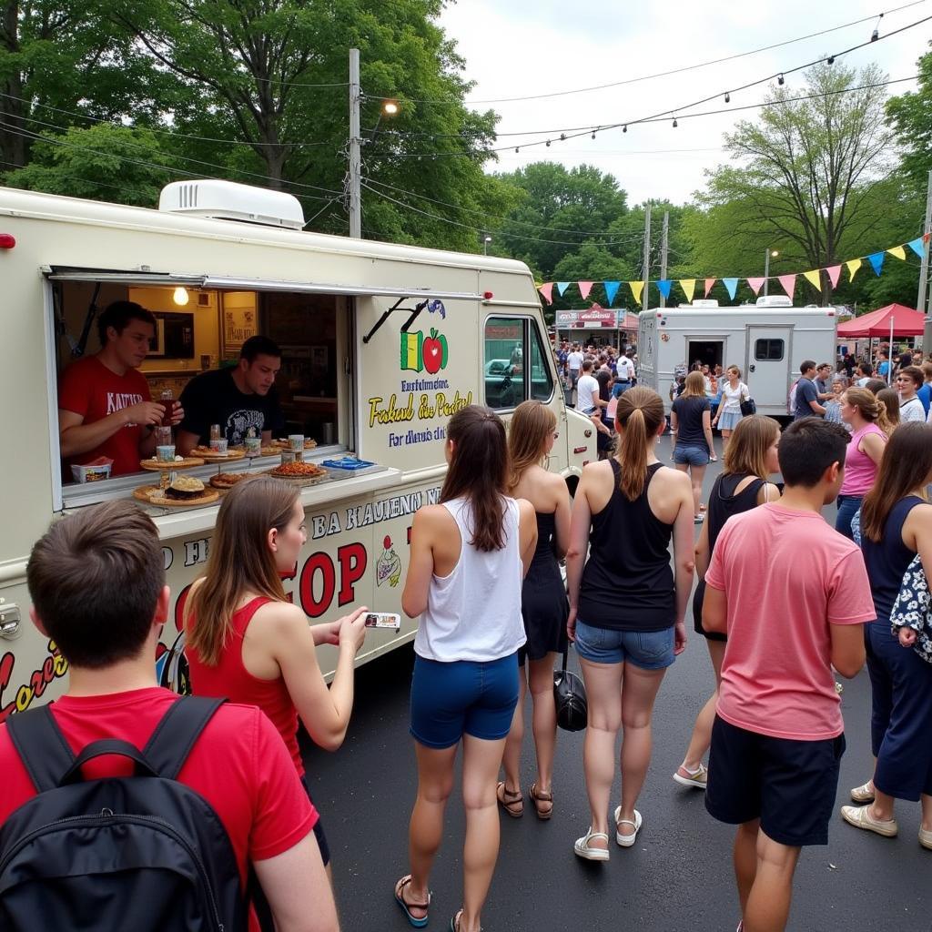 Crowds enjoying the Doylestown Food Truck Fest