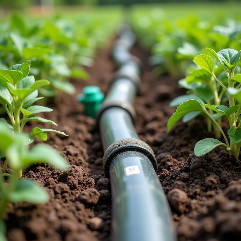 Drip irrigation system in a food plot