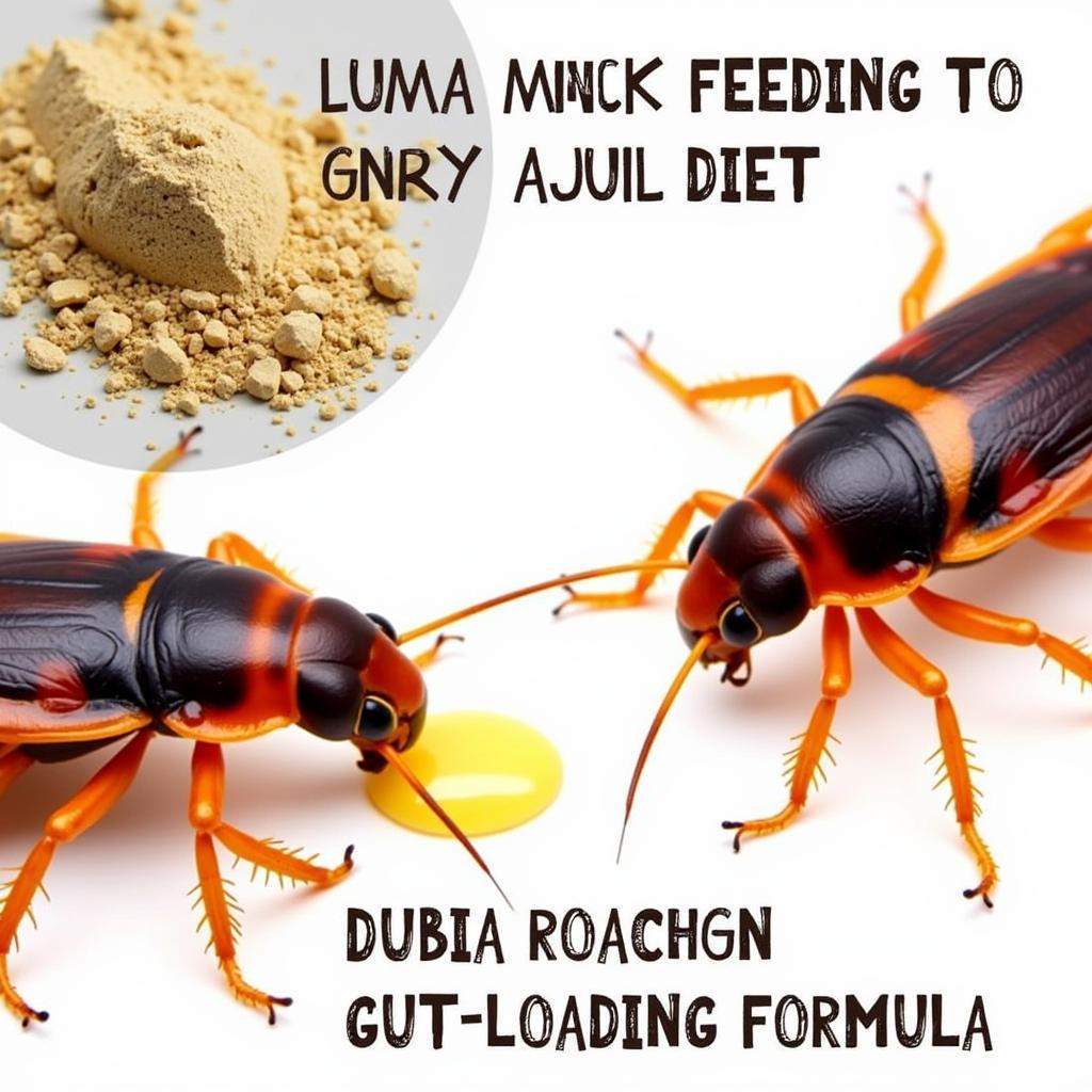 Dubia roaches consuming gut-loading formula