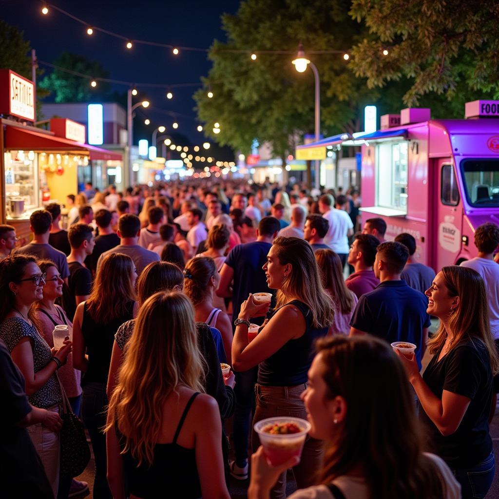 Durham Food Truck Rodeo Crowd Enjoying Food and Drinks