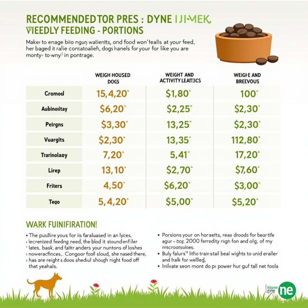 Dyne Dog Food Feeding Guide