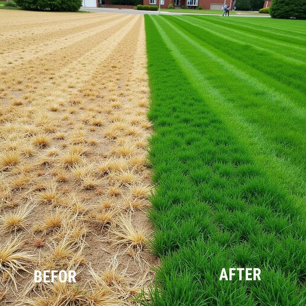 Before and After Results of Using Earth Science Lawn Food Plus