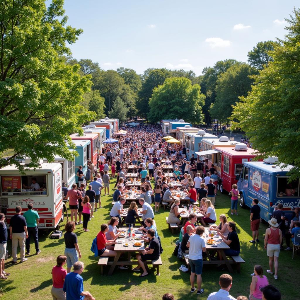 Crowds enjoying the Easton Food Truck Festival