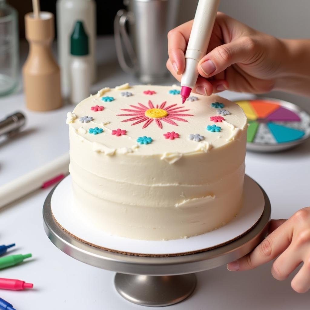 Decorating a Cake with Edible Food Markers