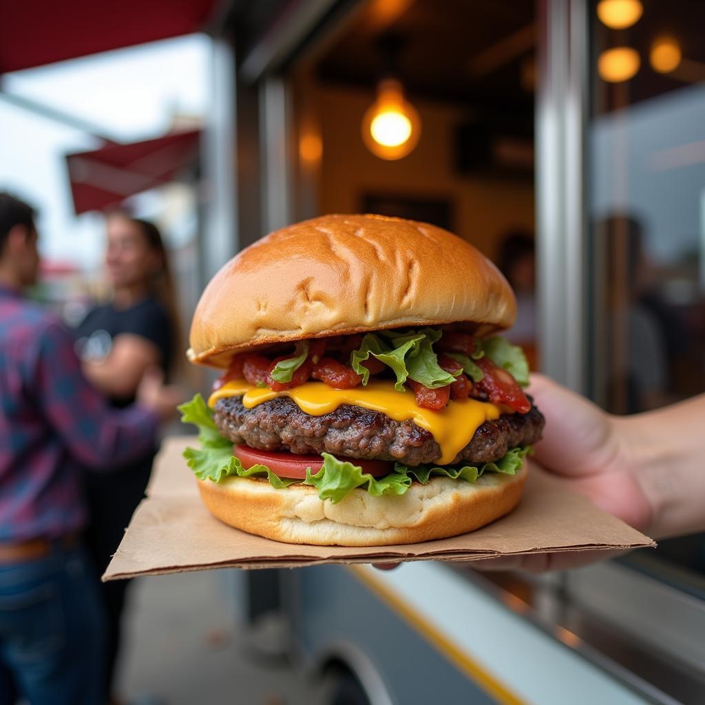 Gourmet Burger from an Elevated Food Truck