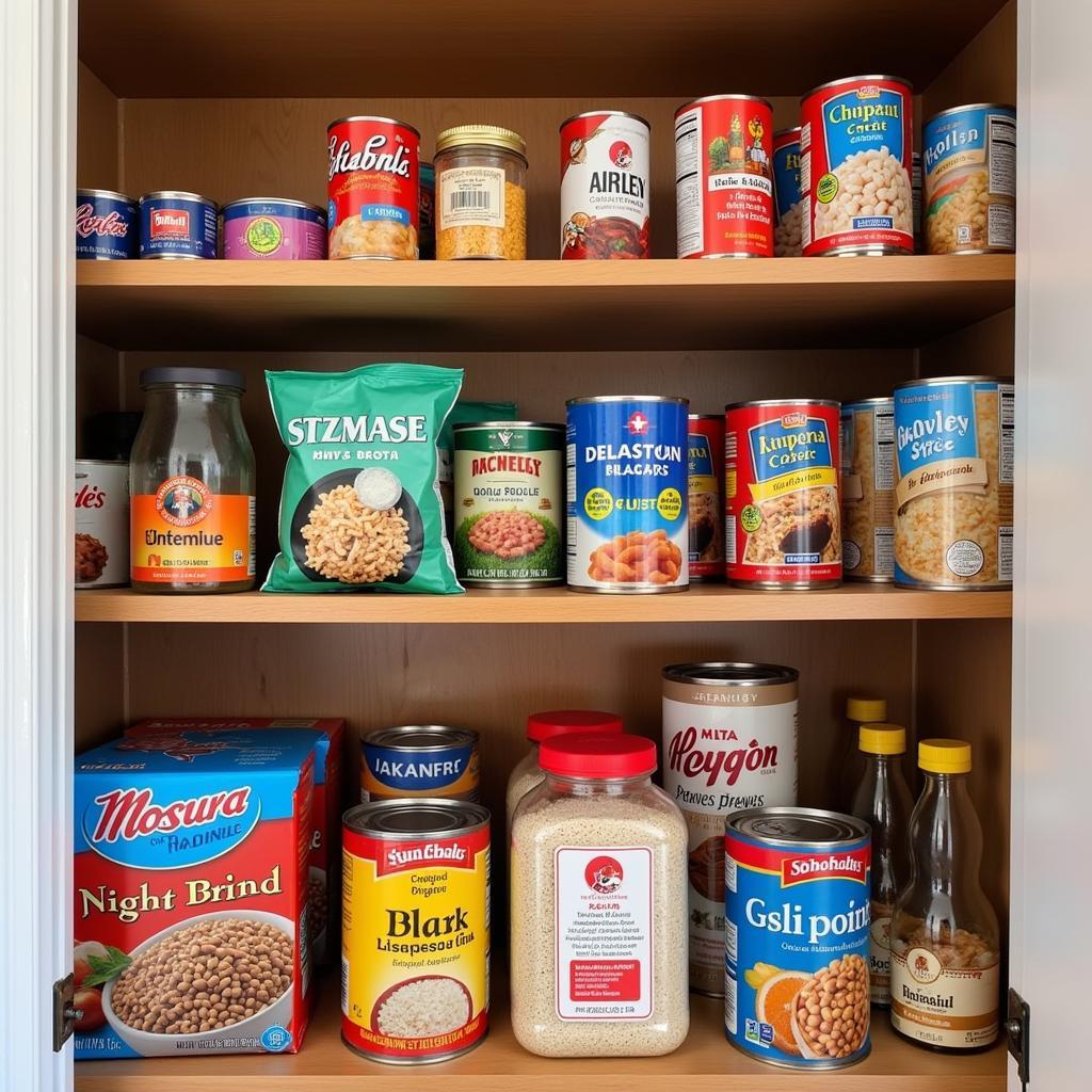 Essential Emergency Food Storage Items: Canned goods, dried beans, rice, and other non-perishables are crucial for disaster preparedness.