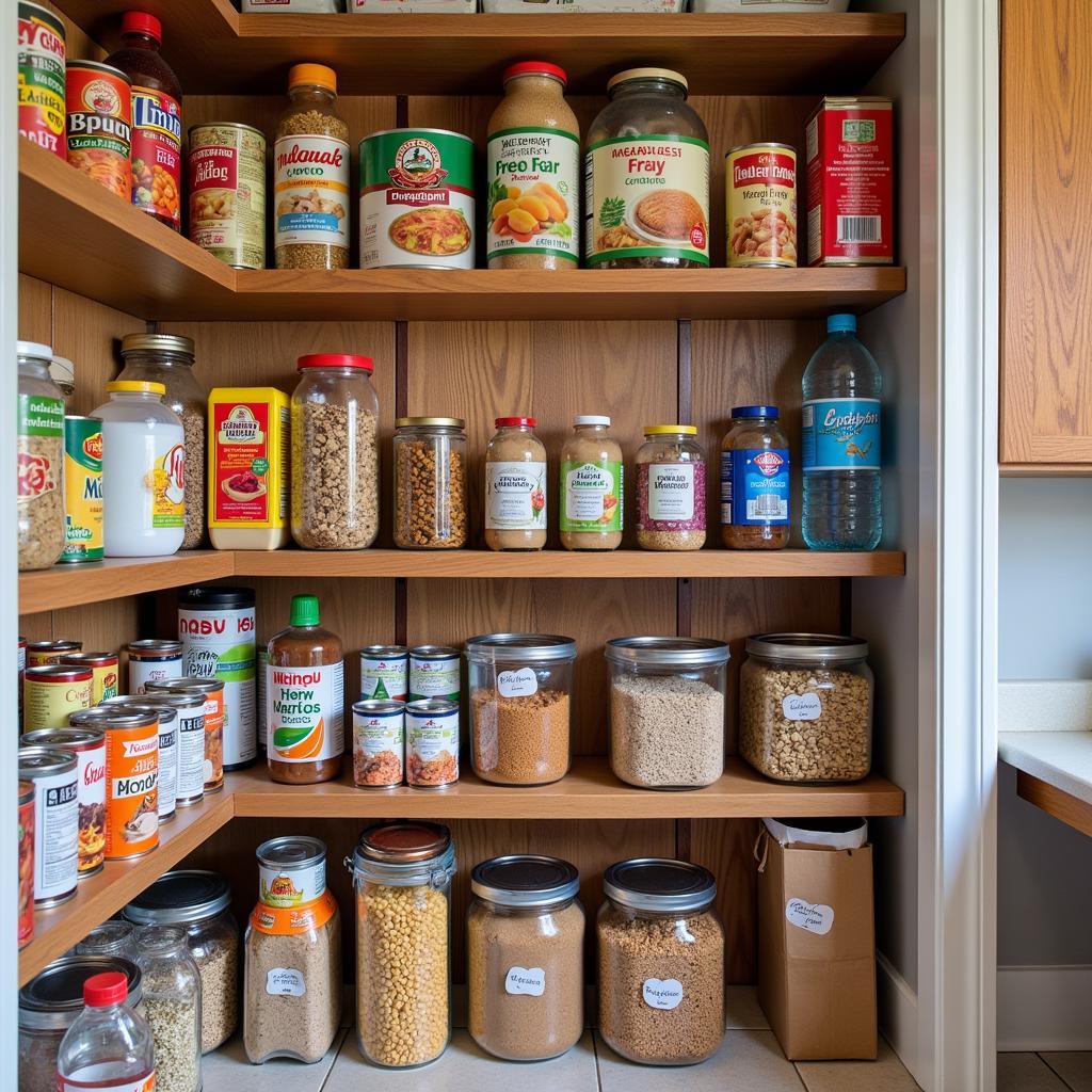 Pantry stocked with emergency food supplies