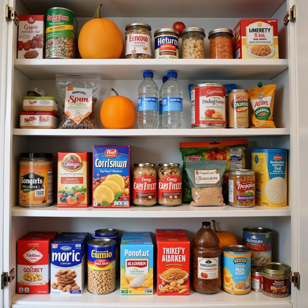 Emergency Pantry Essentials: A collection of shelf-stable foods for disaster preparedness.