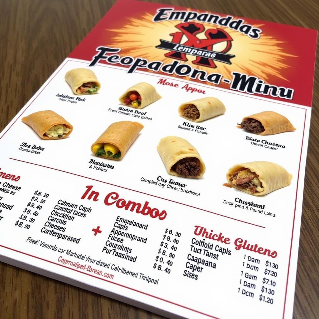 Close-up of an Empanadas RD Food Truck Menu Displaying Various Empanada Options