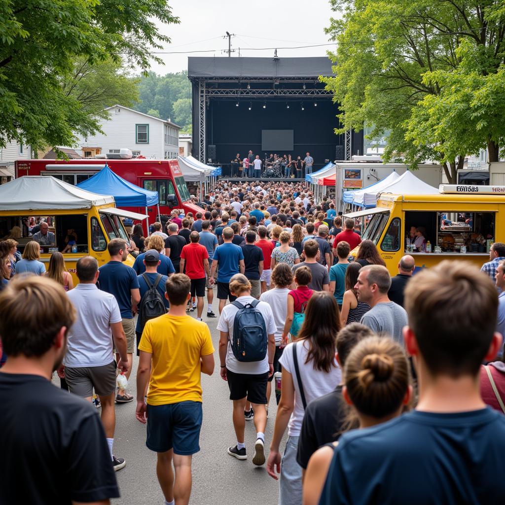 Enfield Food Truck Festival: Crowds enjoying food and drinks at the festival.