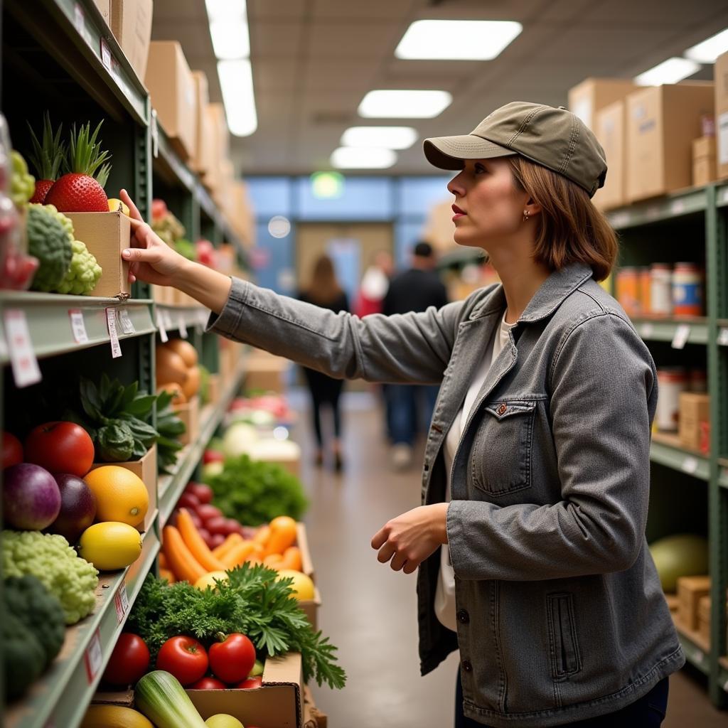 Client Choosing Food at an Enid OK Food Pantry