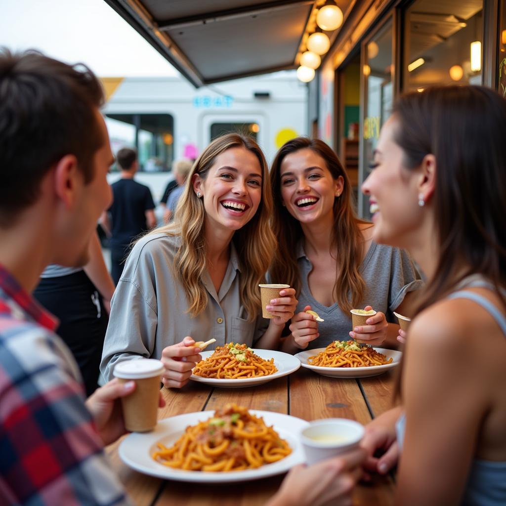 People enjoying brasato at a food truck