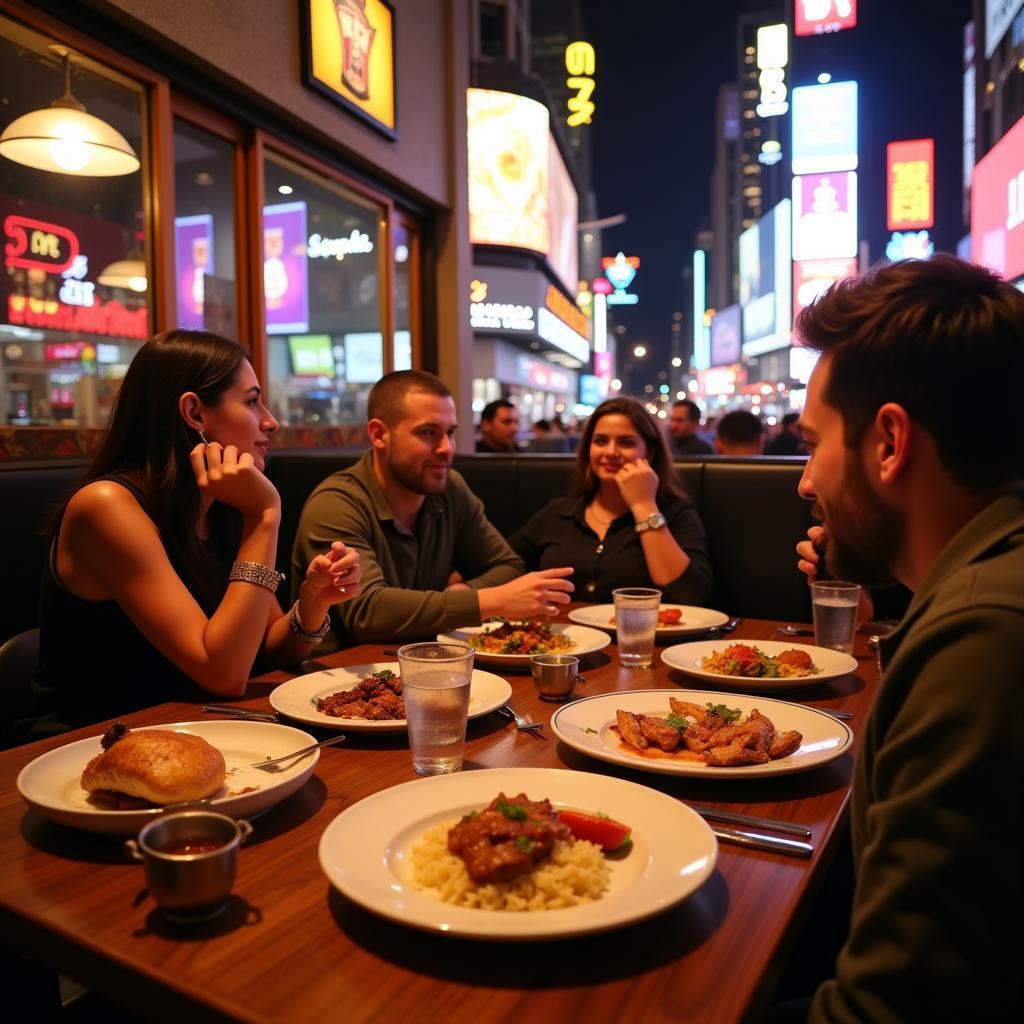 Enjoying Indian Food in Times Square