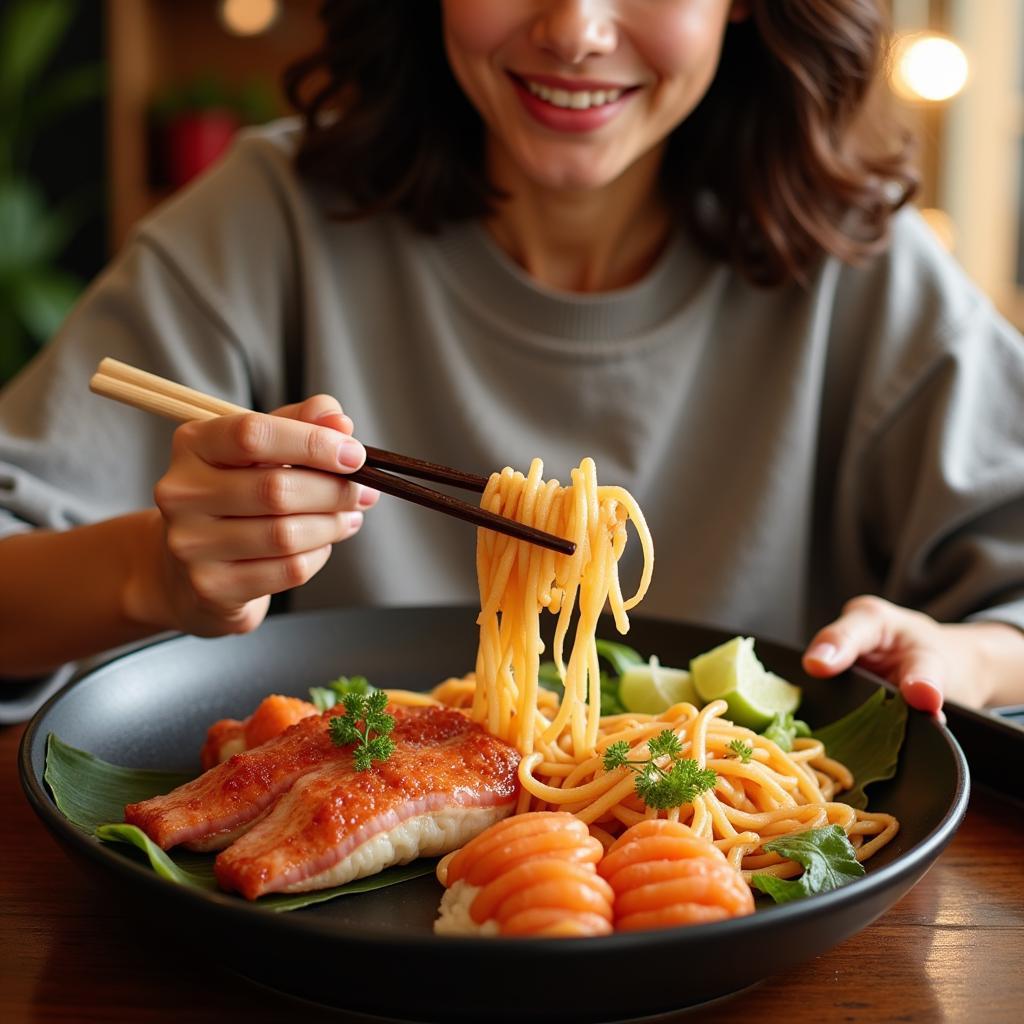 Enjoying a Japanese Frozen Meal at Home