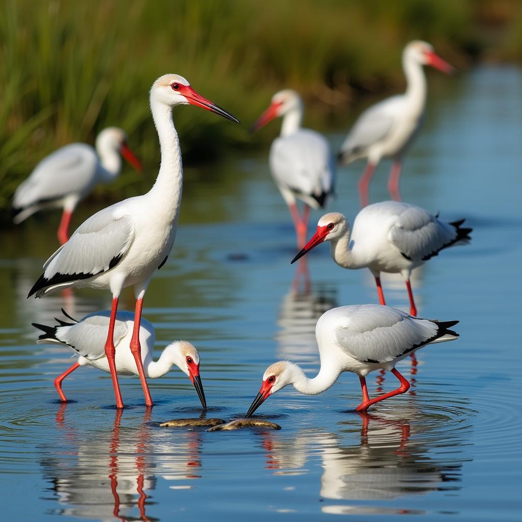 Wading Birds Feeding in the Everglades