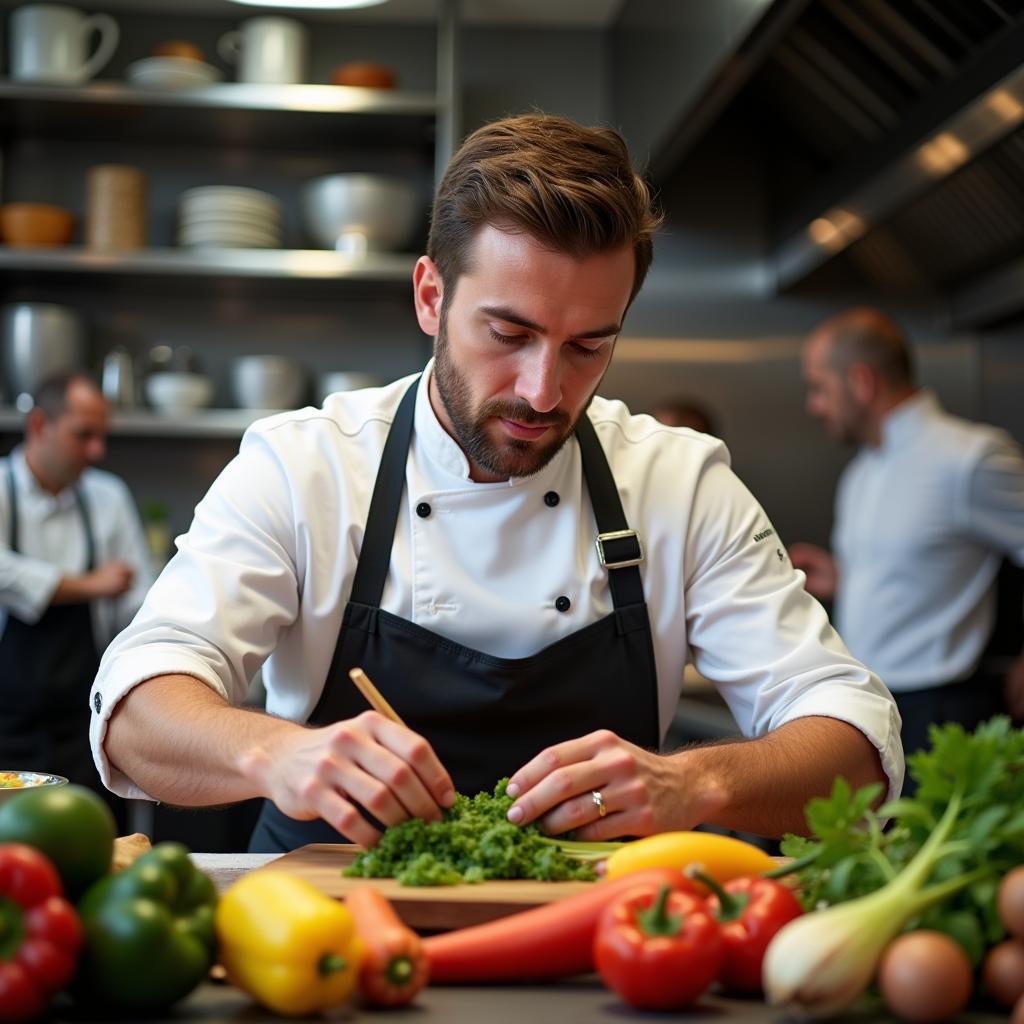 Executive Chef Inspecting Ingredients