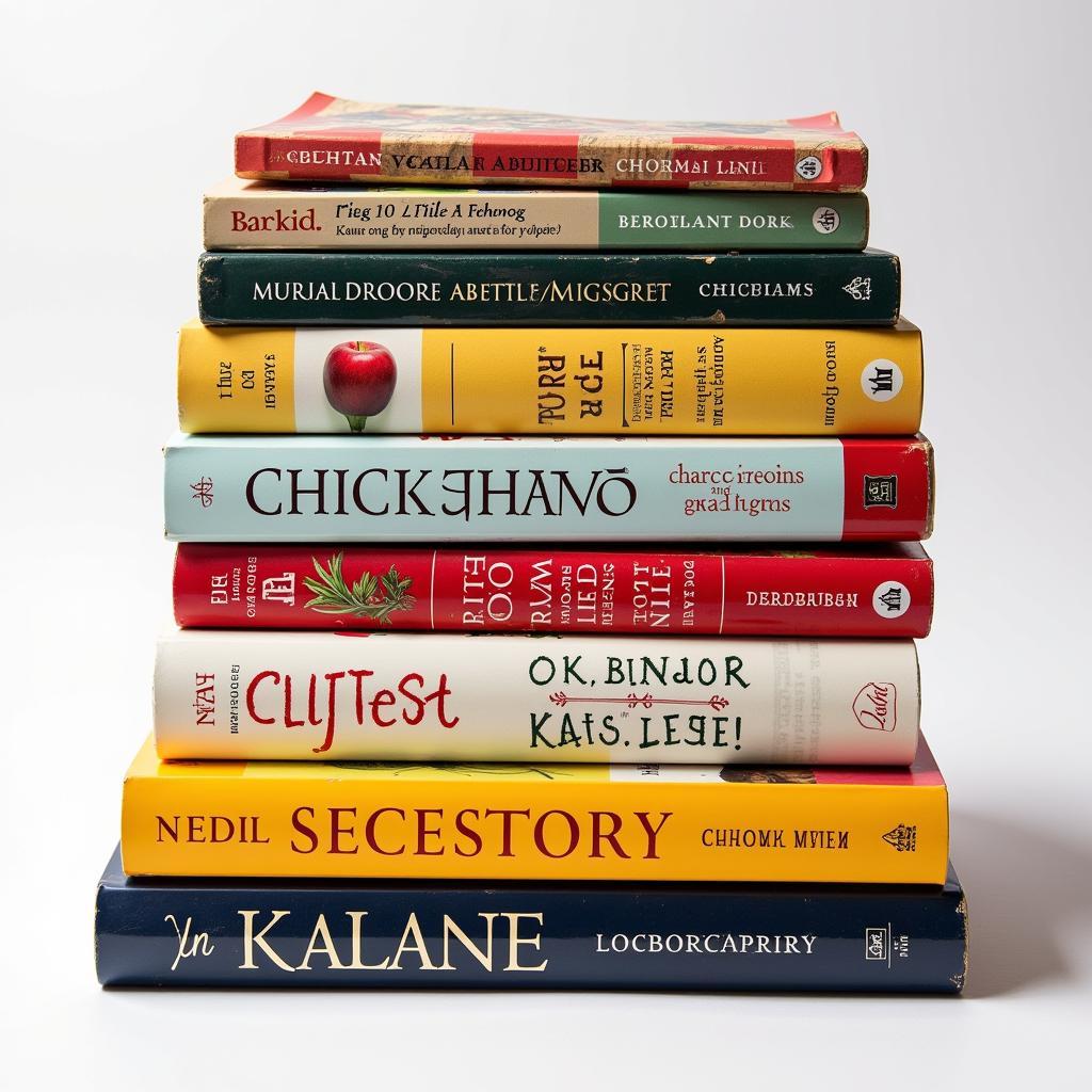 A stack of food-related books.