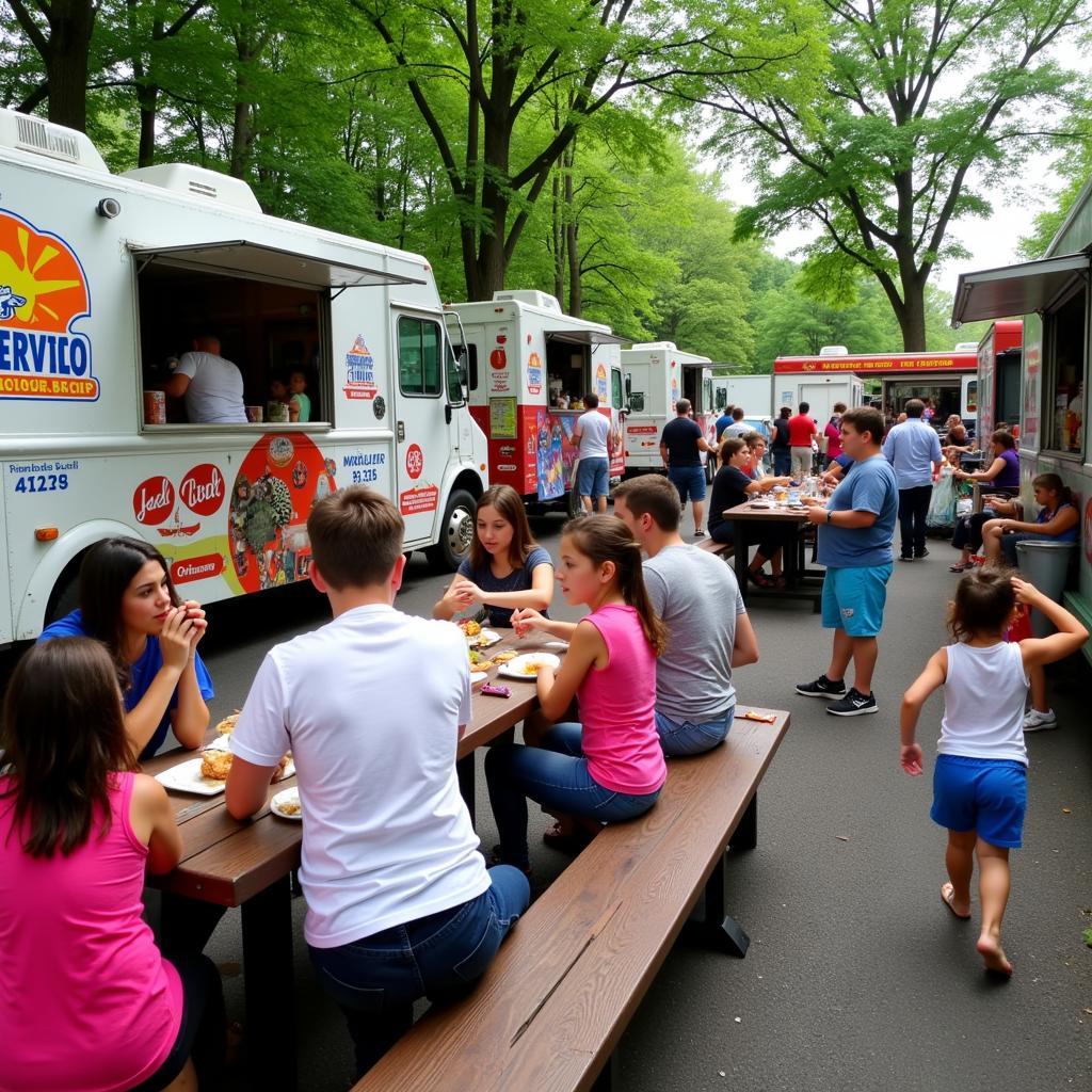 Families Enjoying Food Truck Meals in Hixson