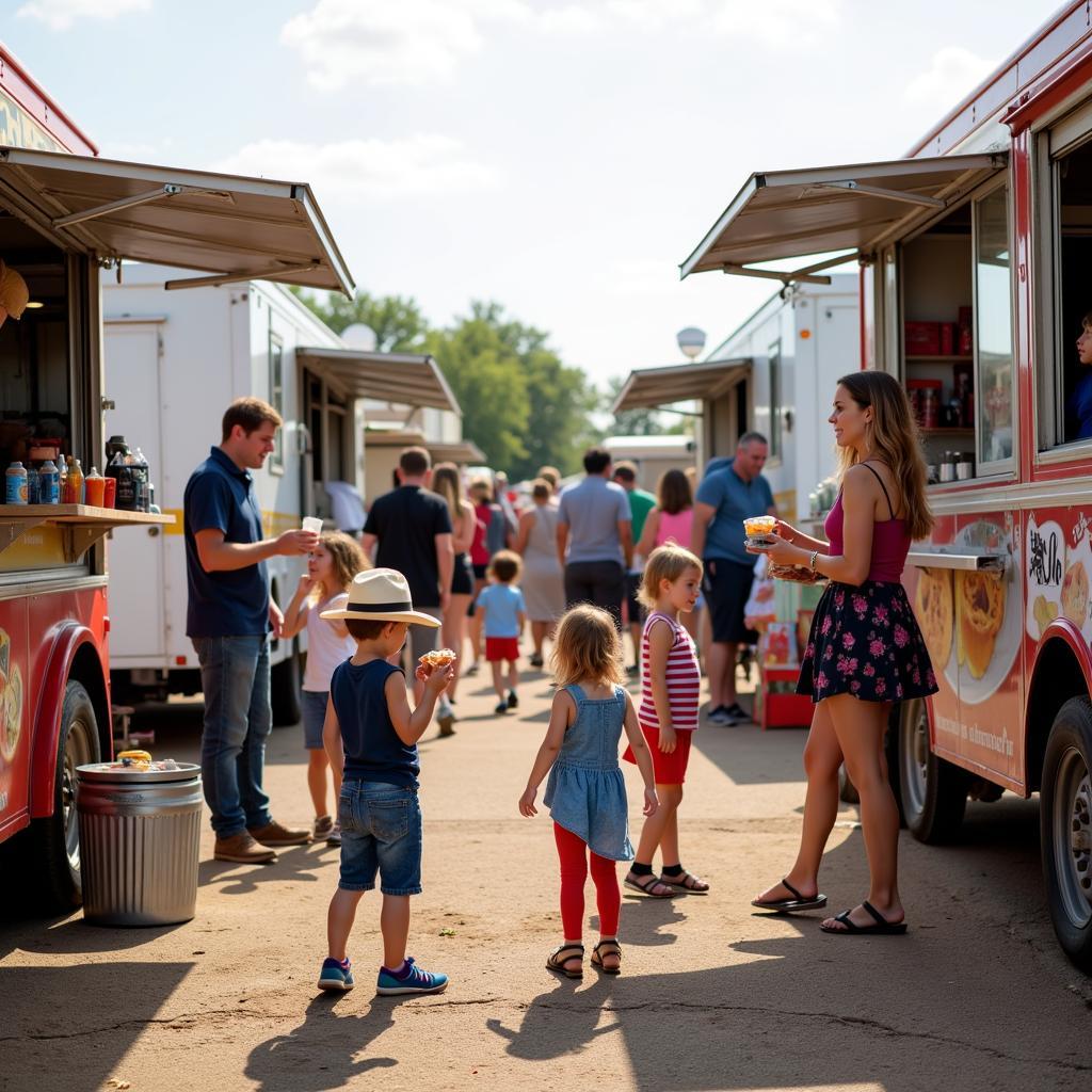 Families Enjoying Food Truck Rodeo