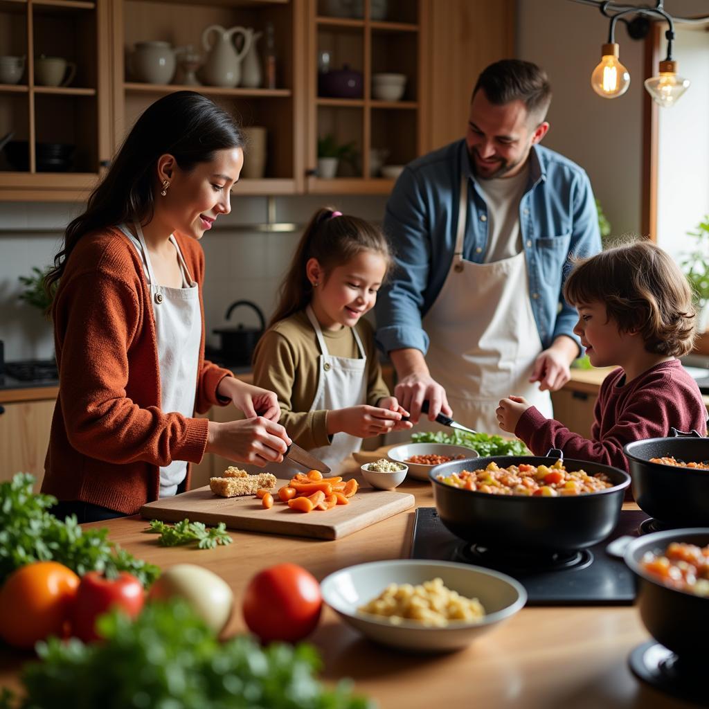 Family Cooking Casera Meal Together