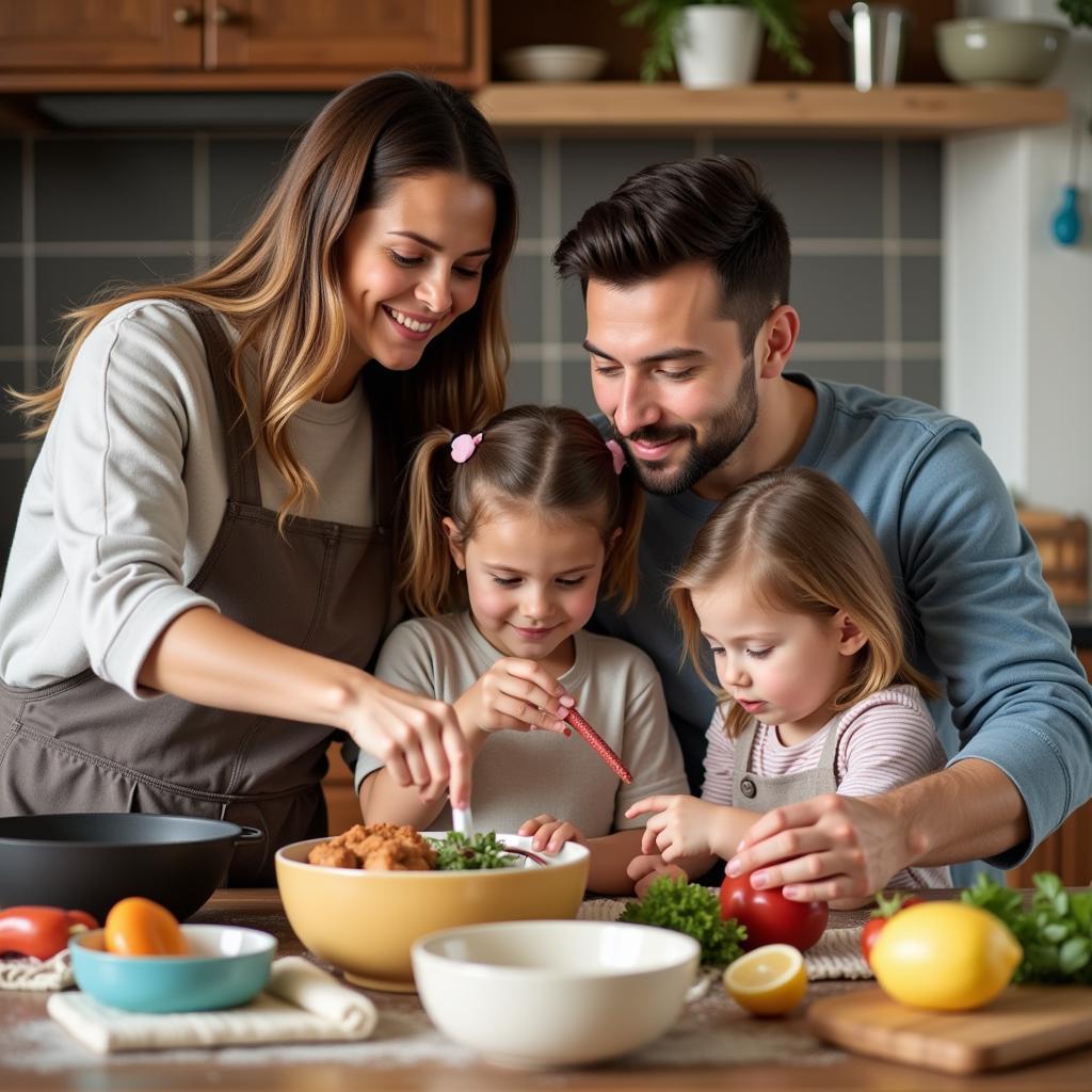 Family Cooking Together in the Kitchen