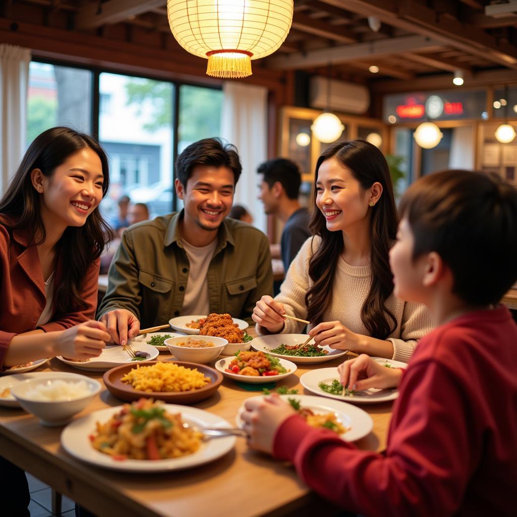 Family Enjoying Chinese Food in Waterville