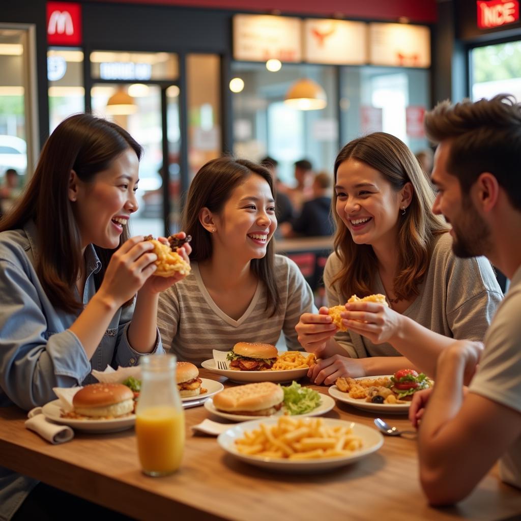 Family Enjoying a Fast Food Meal