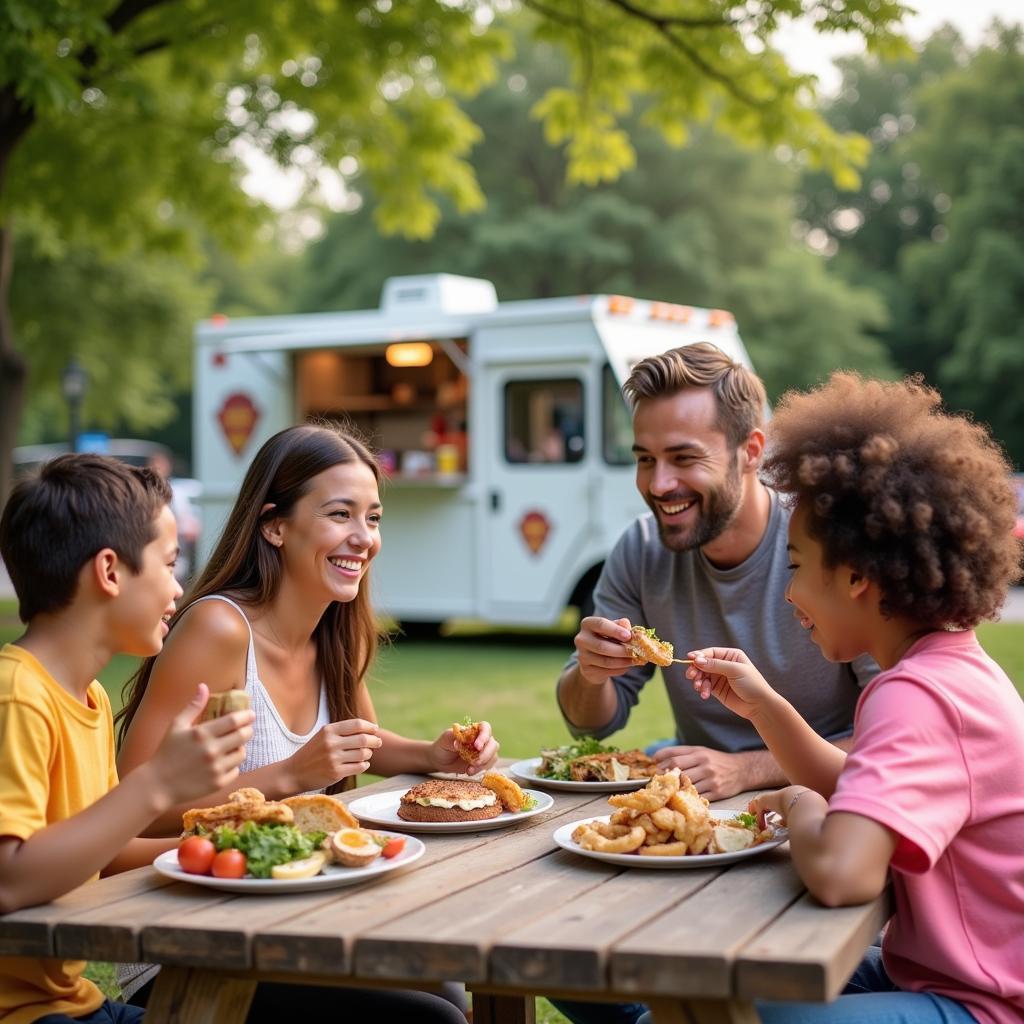 Family Enjoying Meal from Food Truck in Naperville