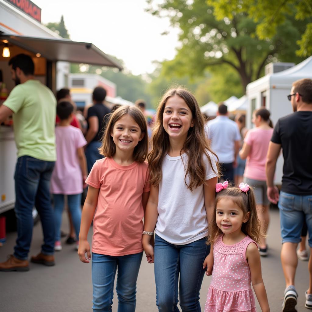 Family Enjoying Food Truck Rodeo