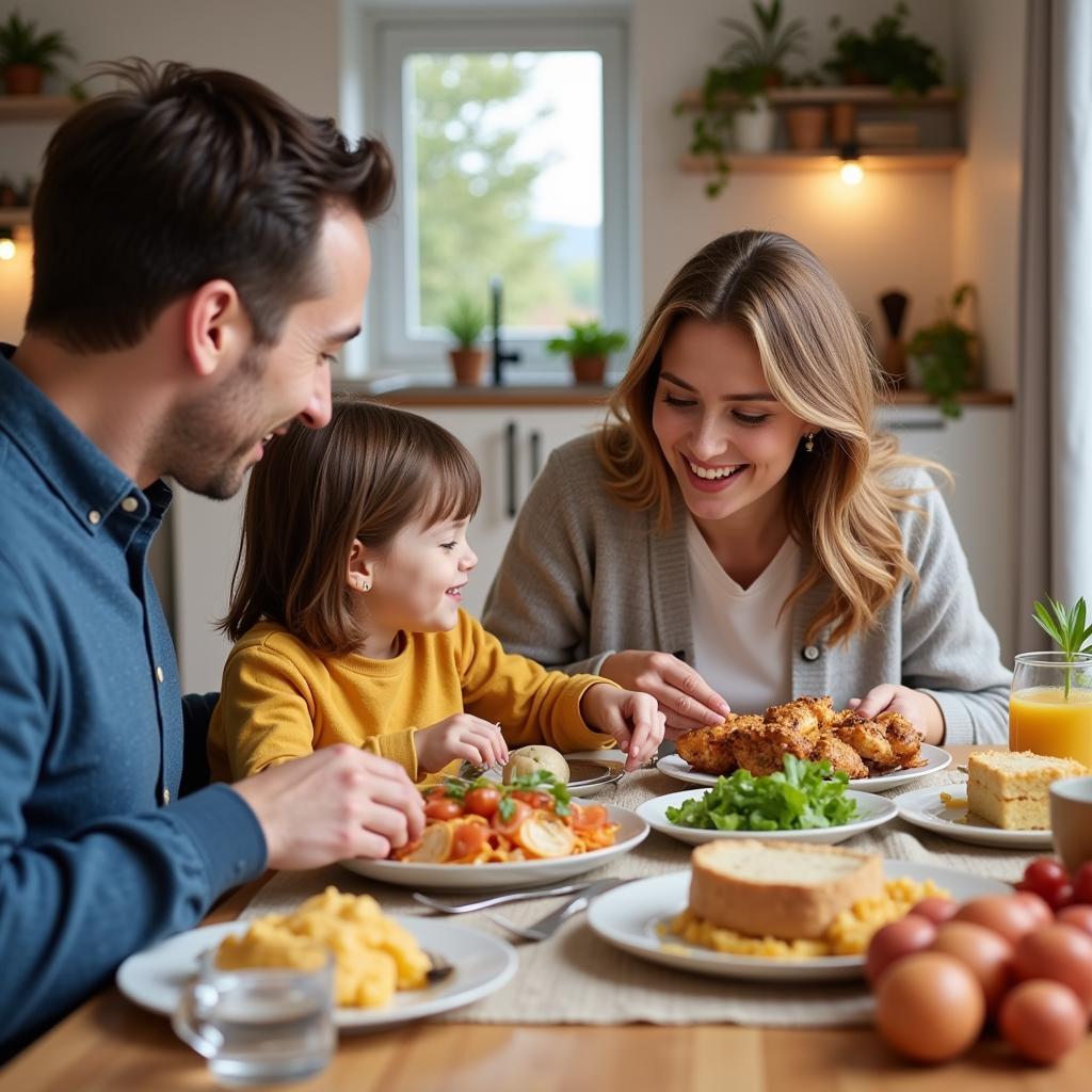 Family Enjoying a Meal from their Food Supply