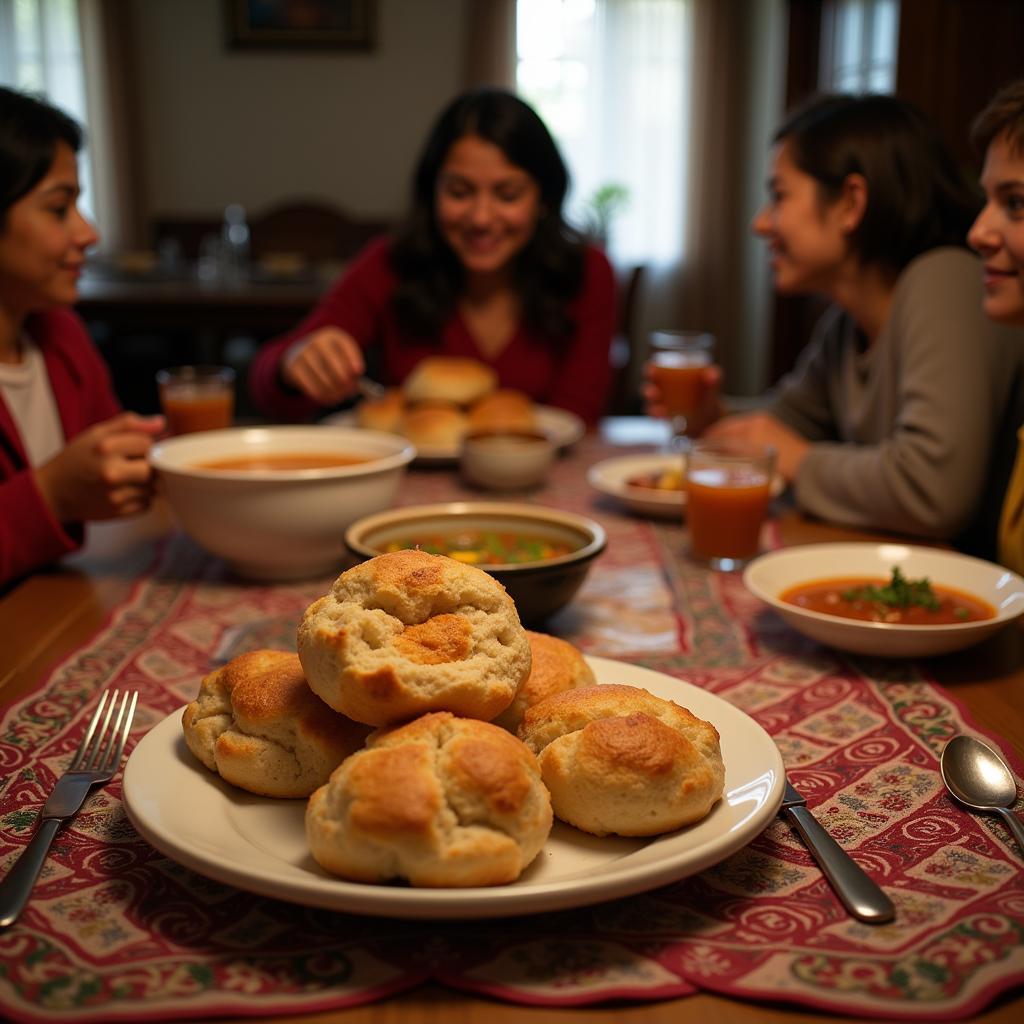 Family Enjoying Panecillo with Soup