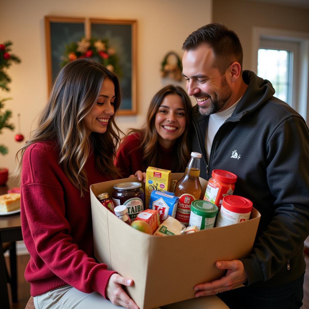 Family Receiving a Christmas Food Basket