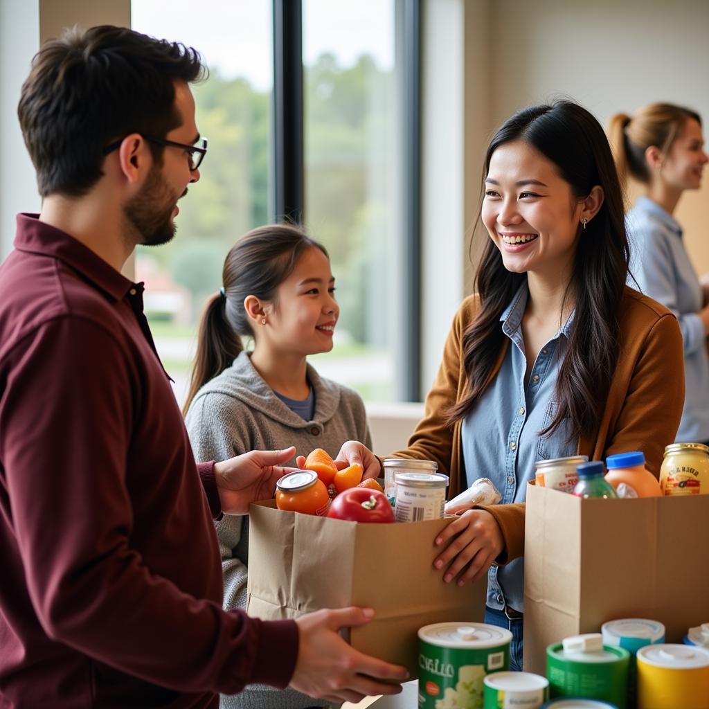 A family receiving groceries at a food pantry in Poplar Bluff, MO