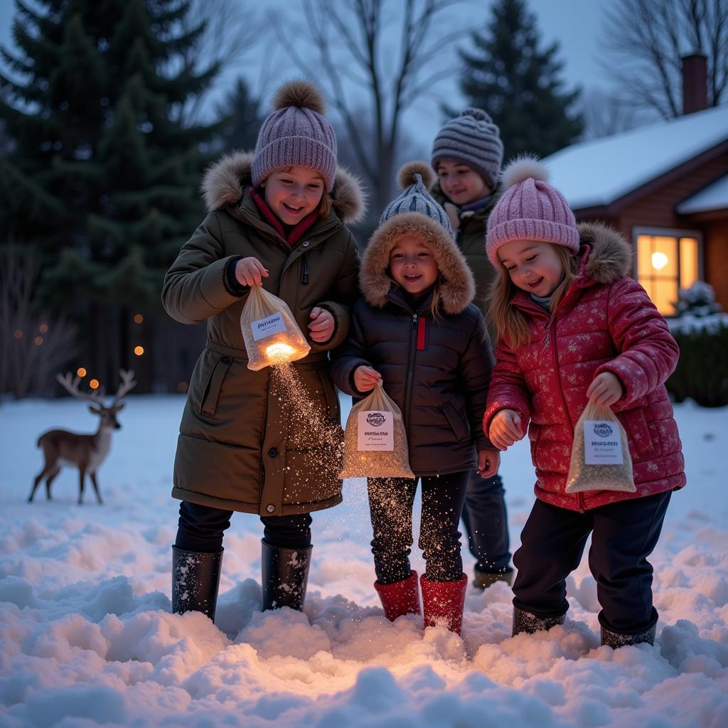 Family Sprinkling Reindeer Food on Christmas Eve