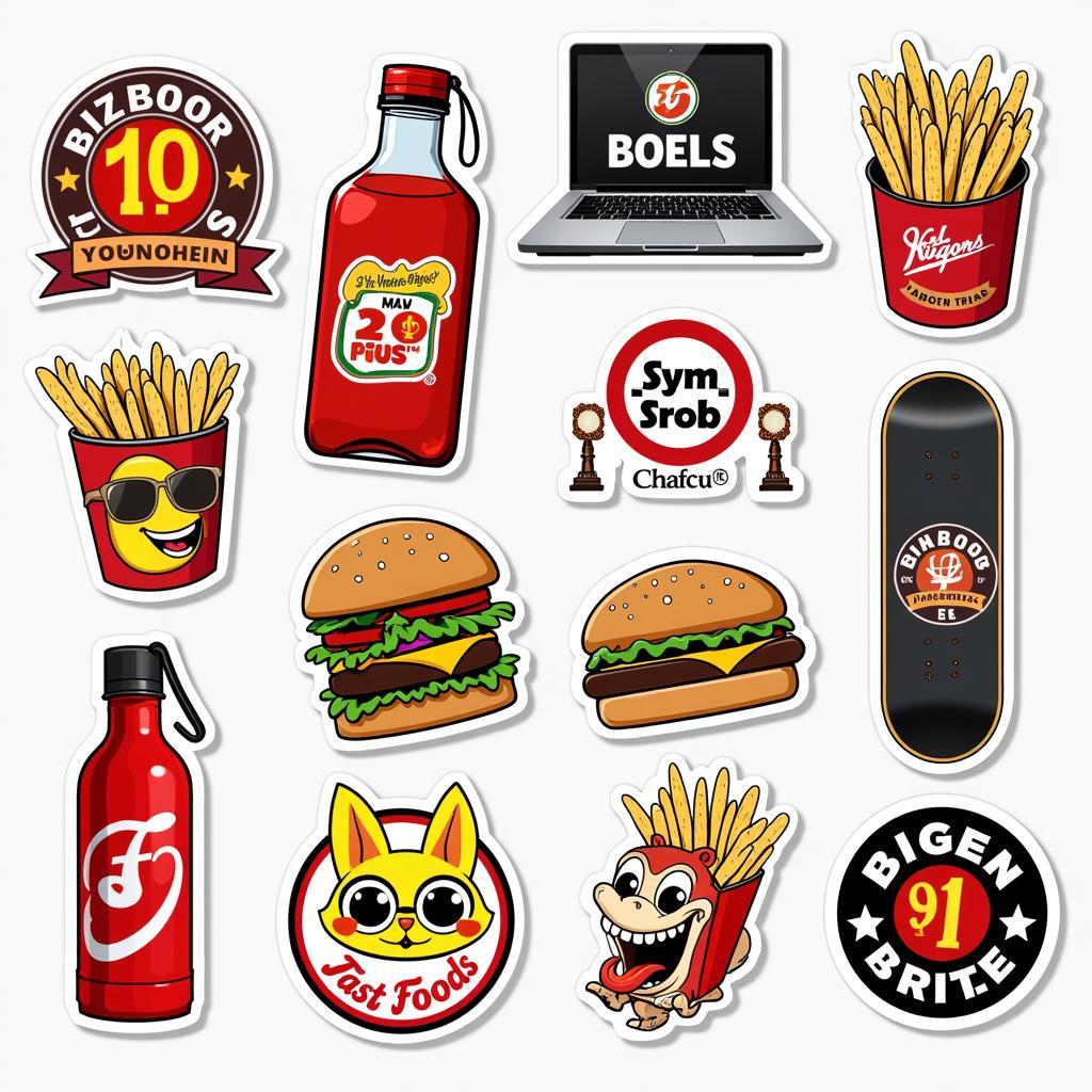 Fast Food Sticker Branding Example