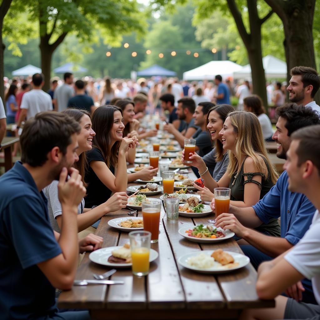 Attendees enjoying food and beer at the Milwaukee Food Truck and Craft Beer Festival