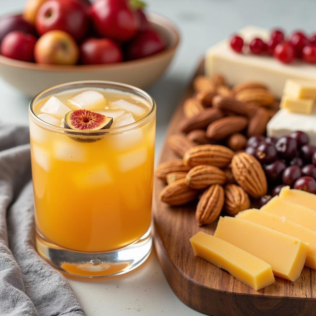 Fig and Honey Bourbon Sour with a Cheese Platter