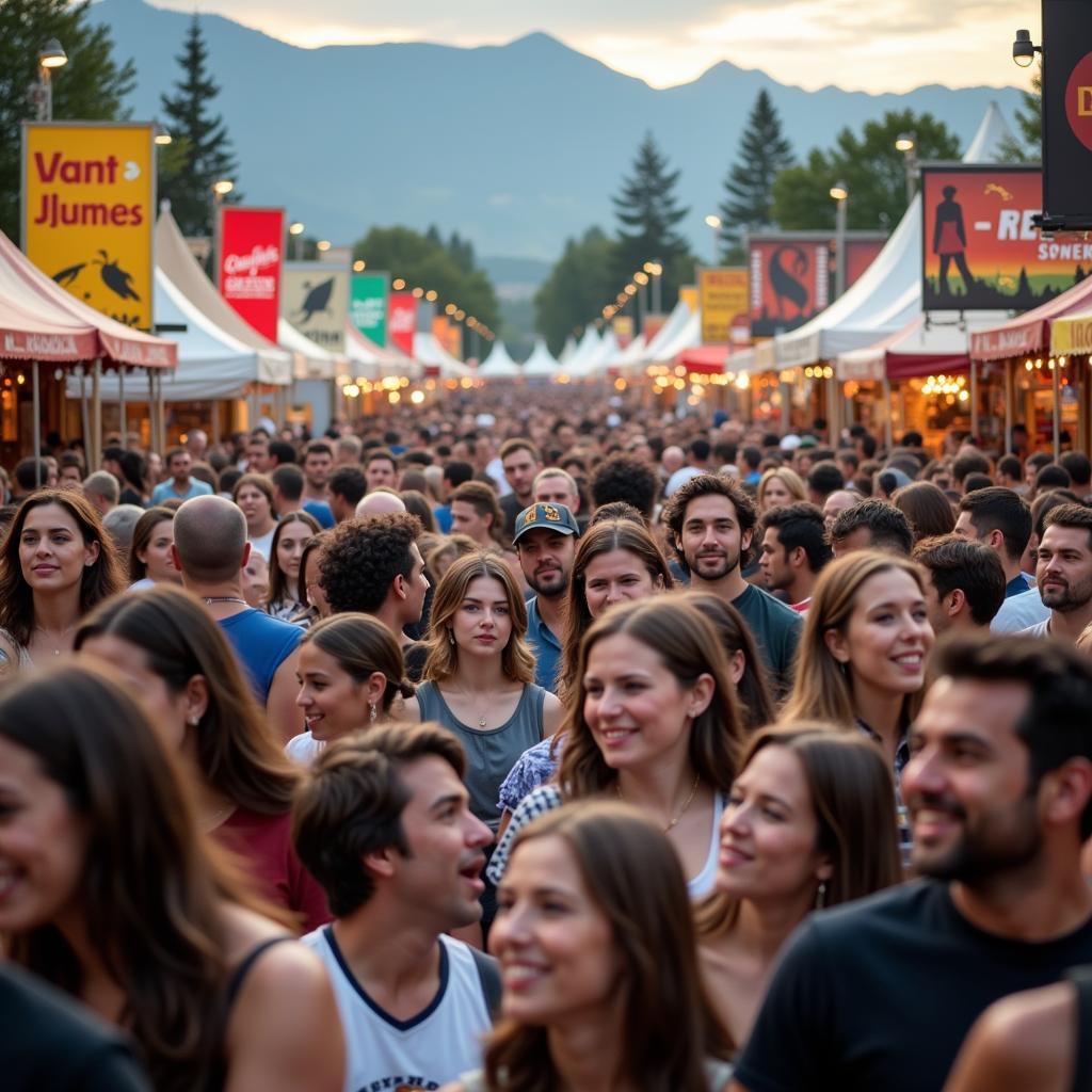 Festival Attendees Enjoying the Food