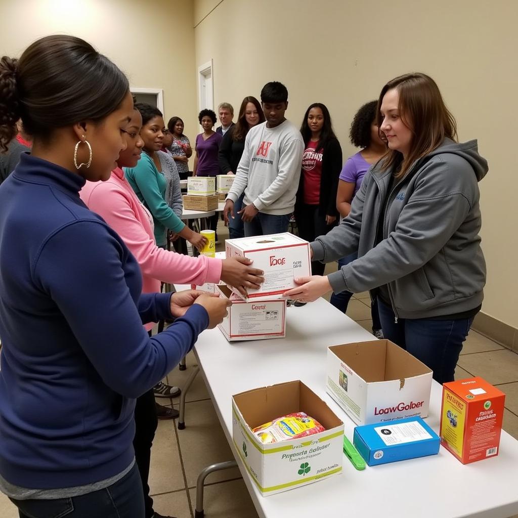 Families Receiving Food at the First Presbyterian Church