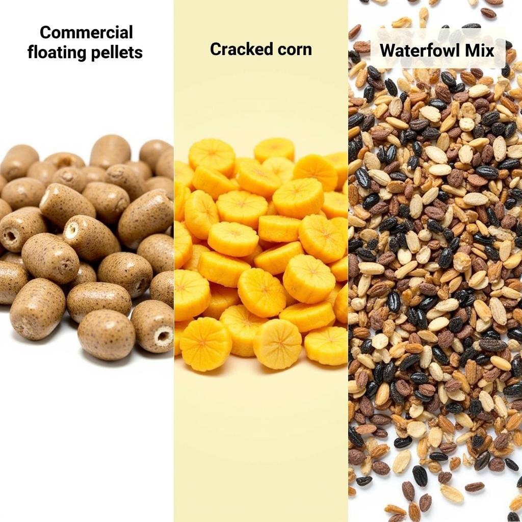 Floating Waterfowl Food Options: Comparing commercial pellets, cracked corn, and waterfowl mixes.