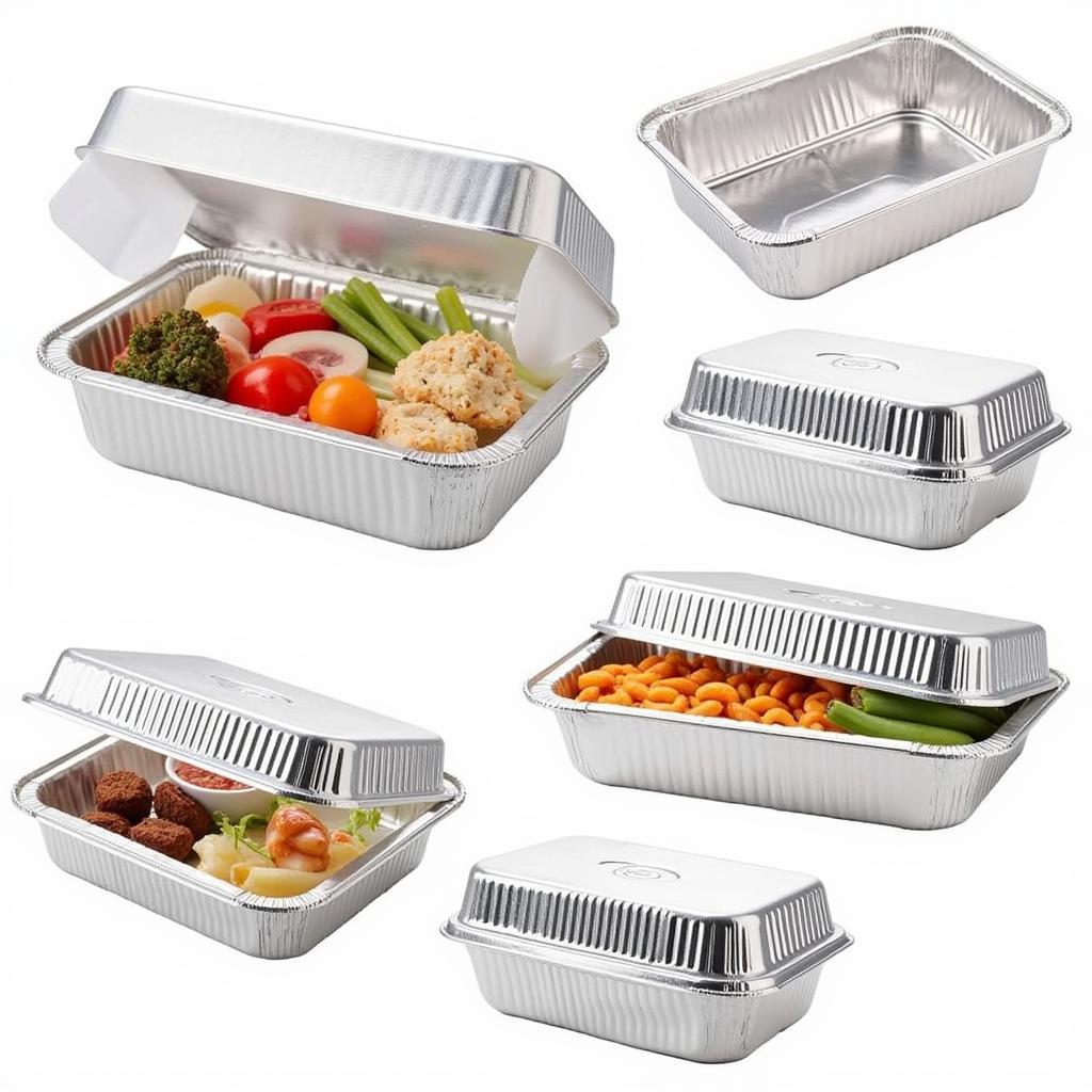 Foil Food Trays with Lids for Storage and Transport