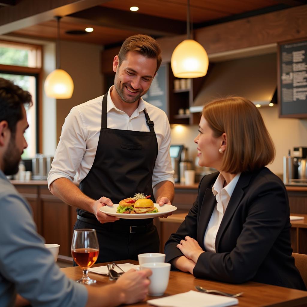 Food and Beverage Supervisor Interacting with Guest