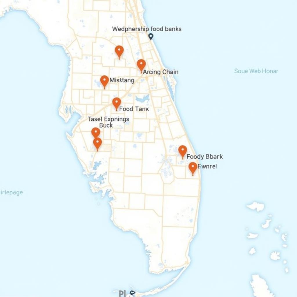 Map showing locations of food banks in Fort Lauderdale