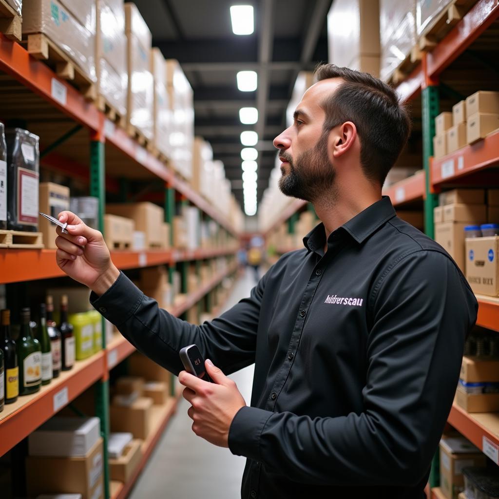 Food and Beverage Manager Checking Inventory