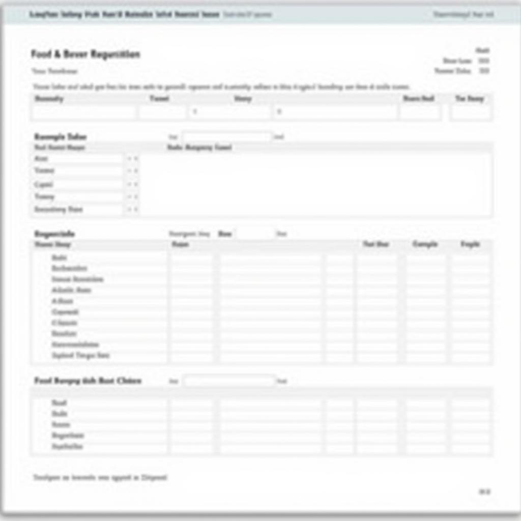 Example of a Food and Beverage Requisition Form