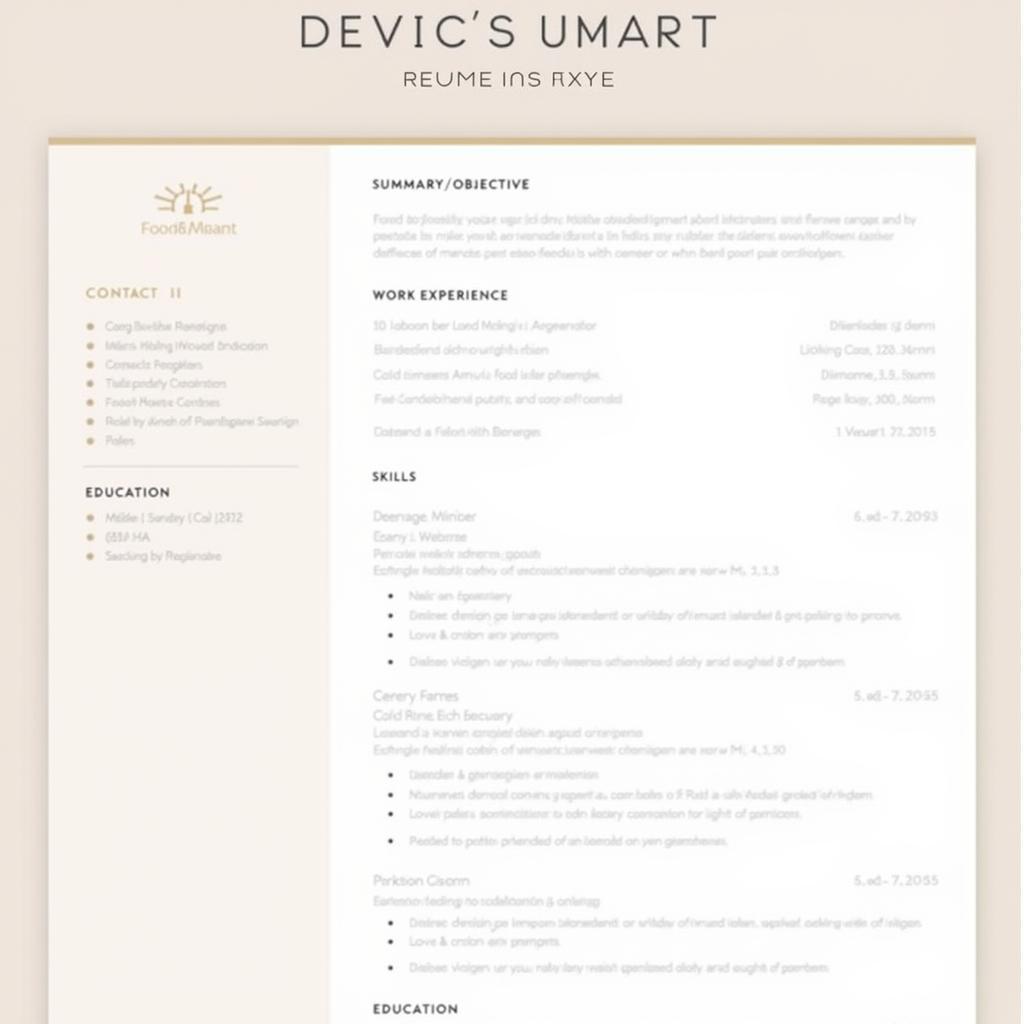 Example of a Well-Structured Food & Beverage Resume