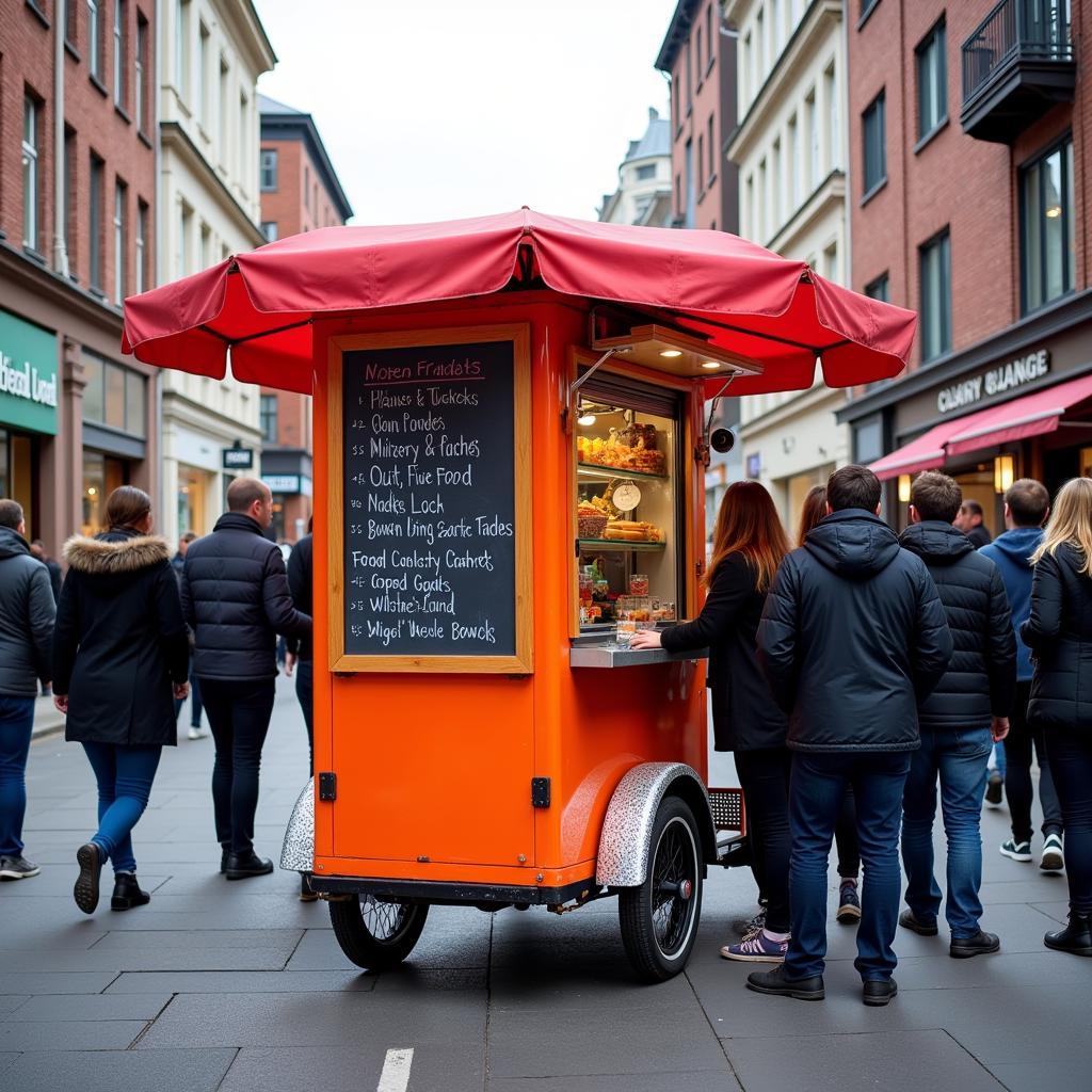 Food Bike Cart in an Urban Setting